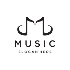 Creative musical note logo template abstract design for vocal , music , course, choir, singer ,education , concert.