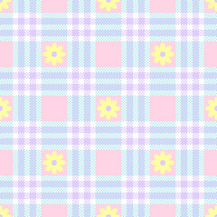 Gingham patterns. Spring summer light pastel colors. Seamless Easter holiday print. Scottish tartan vichy textured check plaids for dress, shirt, tablecloth, or other.