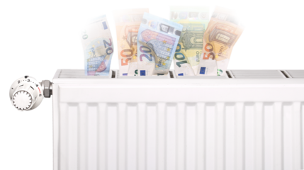 Symbolic image for steadily rising heating costs, transparent background