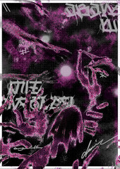 Grunge illustration with hands
