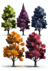Fototapeta premium Set of isolated trees