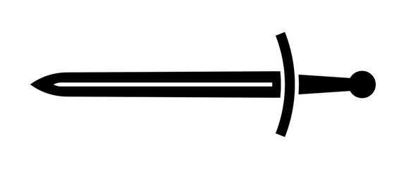 Knight sword icon. Medieval sharp crusader weapon for combat and antique duels with vector enemy