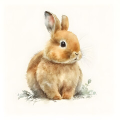 Easter eggs and bunny water color illustration, ai generative