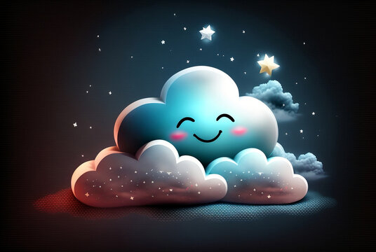good night sleep well cloud with a smile, symbolic of good dreams good dream. Generative AI