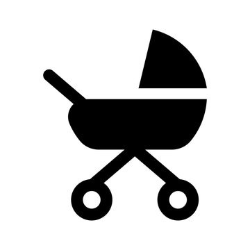 recommend clip art: Baby stroller with hood icon. Black transport for child with classic protective design and comfortable vector cradle
