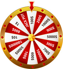 Fortune wheel for gambling and lottery win concept. Wheel fortune for game and win jackpot.