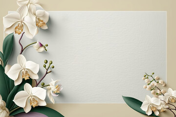 Orchids Flowers spring summer Minimalism Background with empty Copy Space for text - Orchids Backgrounds Series - Orchids background wallpaper texture created with Generative AI technology