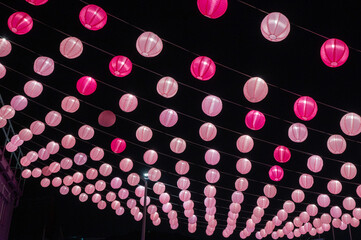 pink lantern on the sky