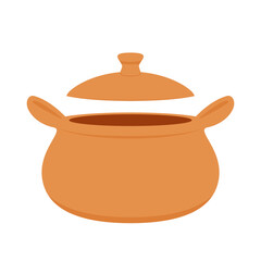 Earthen pot vector. Cooking food in earthen pots. Earthen pot on white background.