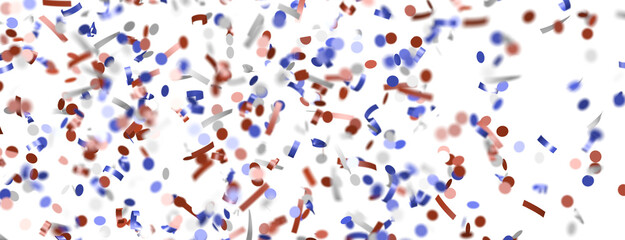 Confetti - Red white blue shiny confetti Confetti on white background, isolate, tricolor concept,