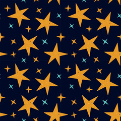 Obraz premium Space star cute seamless pattern for printing vector hand draw illustration on the white
