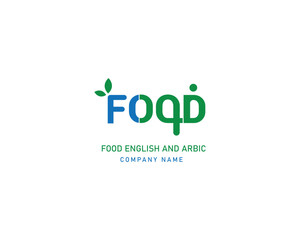 Fototapeta premium food logo, the Arabic and English languages
