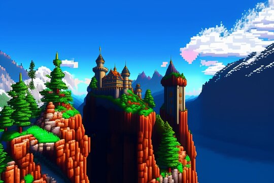 Pixel thai temple videogame