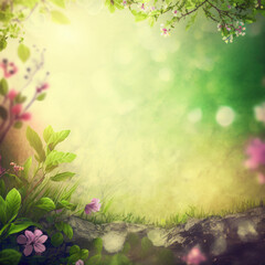 Obraz na płótnie Canvas Spring nature bright background texture with empty copy space for text - Spring Backgrounds Series - Spring Background Concept Wallpaper created with Generative AI technology