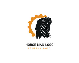 Horse man logo design 