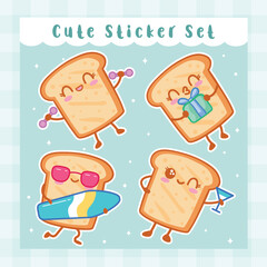 Cute Cartoon Bread Hand Drawn Kawaii Doodle Illustration Designs