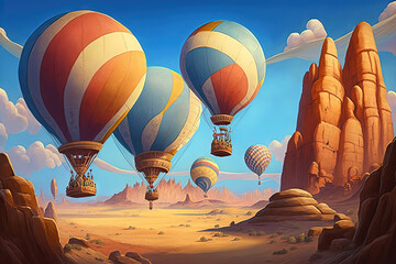 hot air balloons flying generative ai