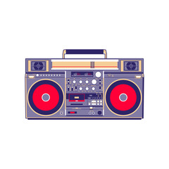 Vector image of a classic Boombox or Ghetto Blaster. Inspired by the JVC PC-W330 JW model in purple and red