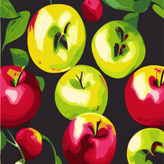 Beautiful vector seamless pattern with apples.