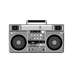 Vector image of a classic Boombox or Ghetto Blaster. Inspired by the JVC RC-M90 model in black and white