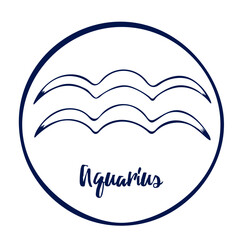 Hand drawn Zodiak signs. White Aquarius zodiac icons on a white background. Astrological symbols of the zodiac.