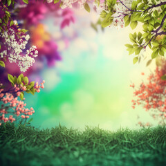 Naklejka na ściany i meble Spring nature bright background texture with empty copy space for text - Spring Backgrounds Series - Summer Background Concept Wallpaper created with Generative AI technology