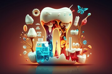 Illustration of a dental concept. AI Generation