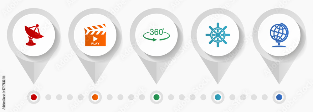 Poster communication vector icons, technology flat design web pointers collection, business concept infogra