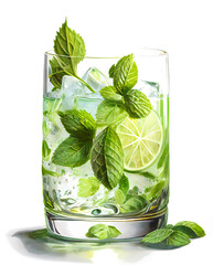 Mojito cocktail with mint, transparent, png, mojito, drink, alcohol, alcoholic drink © alfonso