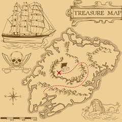 Naklejka premium Old Treasure Map