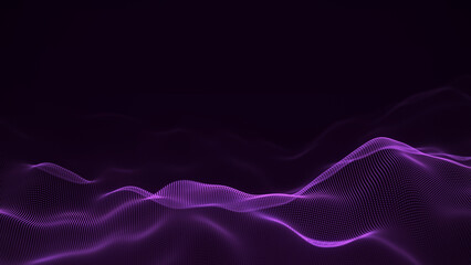Digital dynamic motion wave texture background. The futuristic modern particle backdrop. Big data visualization. 3D rendering.