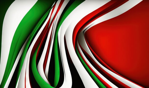  a red, white, and green wavy background with a red and white stripe on the bottom of the image and a green and white stripe on the top of the bottom of the image.  generative ai
