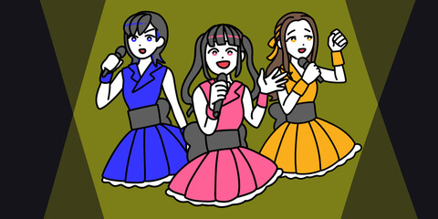 ライブで歌う３人組アイドルグループ