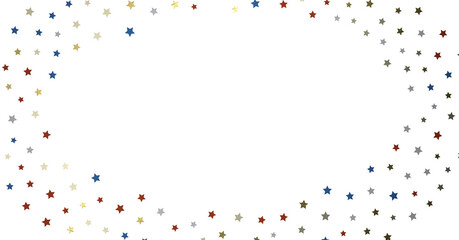 Stars - USA banner mockup with confetti stars in American national colors. USA Presidents Day, American Labor day, Memorial Day, US election concept.