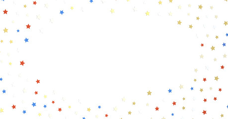 Stars - USA banner mockup with confetti stars in American national colors. USA Presidents Day, American Labor day, Memorial Day, US election concept.