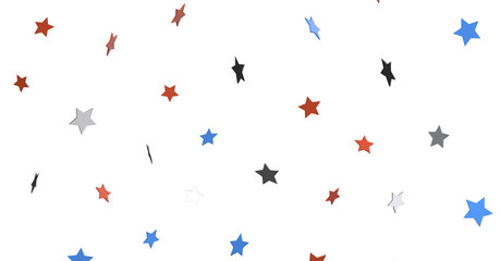 Stars - USA banner mockup with confetti stars in American national colors. USA Presidents Day, American Labor day, Memorial Day, US election concept.
