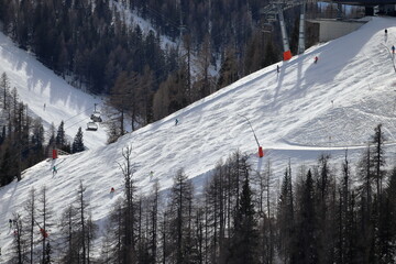 Ski resort Bad Kleinkirchheim in the Austrian Alps. Slope, chair lift, skiers. Winter in the mountains.