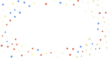 Stars - USA banner mockup with confetti stars in American national colors. USA Presidents Day, American Labor day, Memorial Day, US election concept.