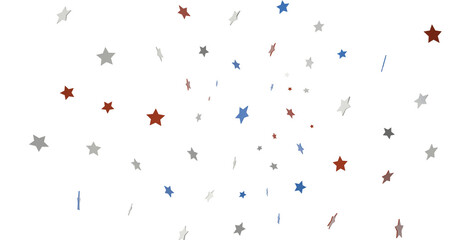 Stars - festive pattern with flying, falling red, blue, white stars in colors of the United States' flag