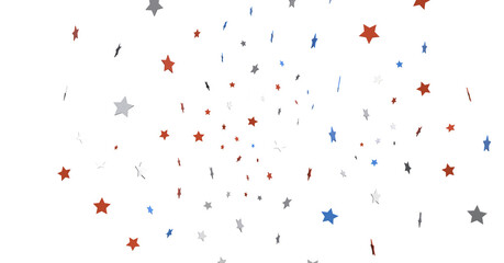 Stars - festive pattern with flying, falling red, blue, white stars in colors of the United States' flag