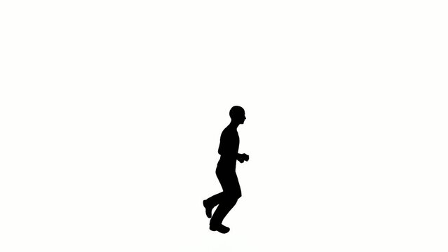 silhouette people run on white background. silhouette black people running communicate white screen. design for animation, people ran, isolate, speak, person, human, silhouette body.