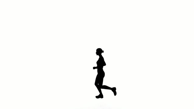 silhouette people run on white background. silhouette black people running communicate white screen. design for animation, people ran, isolate, speak, person, human, silhouette body.