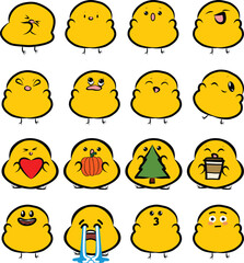 Fototapeta premium Yellow Baby Chick Emoticons