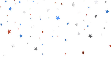 Obraz premium Festive background with confetti in the shape of stars in the color of the American flag. US independence day.
