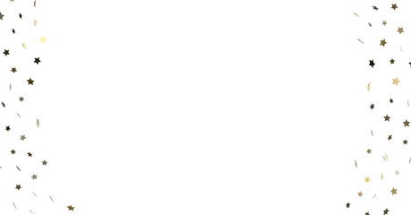 Stars - Banner with golden decoration. Festive border with falling glitter dust and stars.