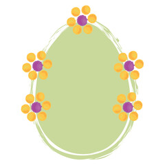 Isolated egg shape with flowers Watercolor style Vector