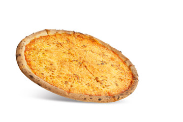 4 cheese pizza on a white isolated background
