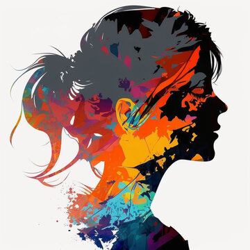 silhouette of a woman different colors photo style