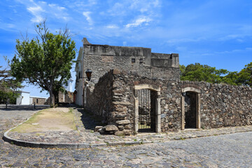 Fototapeta na wymiar Uruguay, colonial streets of Colonia Del Sacramento in historic center of Barrio Historico.