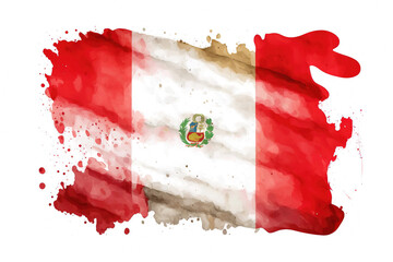 Peru Flag Expressive Watercolor Painted With an Explosion of Color, Movement and Artistic Flair, generative ai